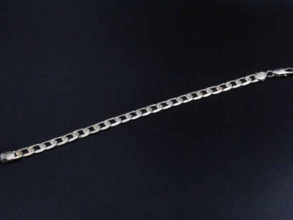 Vintage Sterling Silver Chain Link Wide Bracelet - image 3
