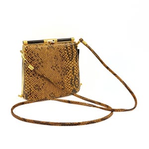 Classic Vintage Faux Snake Leather Lucite Two Strap Shoulder/Crossbody Bag