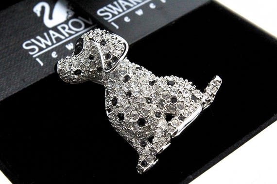 Fabulous Sparkly Swarovski Dalmatian Seated Puppy Brooch W/ Box - Etsy