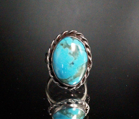 Vintage 60's Sterling Silver Turquoise Spider Web… - image 1