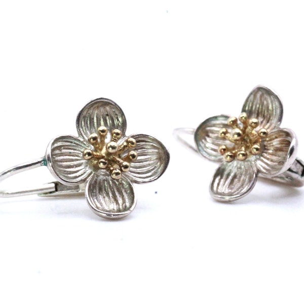 Contemporary QVC Sterling Silver Hallmarked GV Flower Earrings