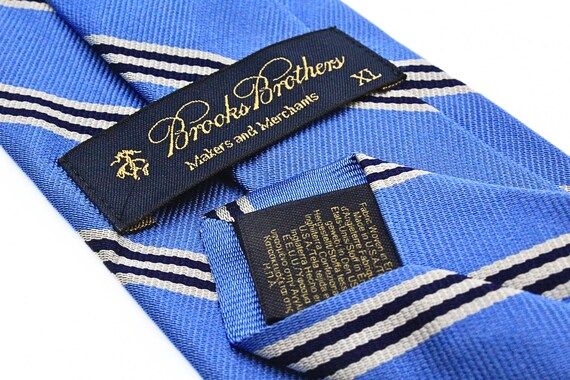 Cravate Brooks Brothers Occasion - Gris à Motifs Géométriques Diamants Bleus, 100% Soie