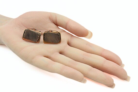 Rustic MCM Modern Rectangular Copper Cufflinks - image 4