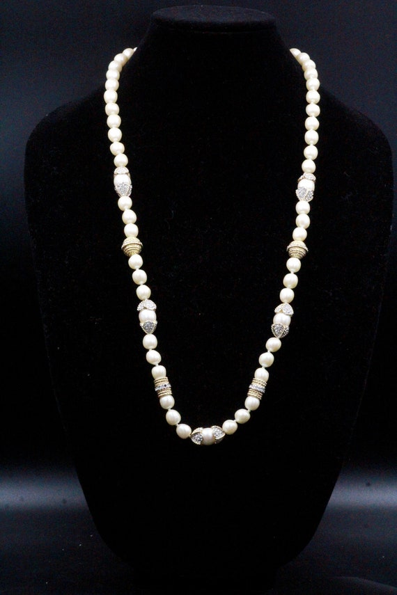 French Couture Baroque Faux Pearl Pave Rhinestone… - image 3