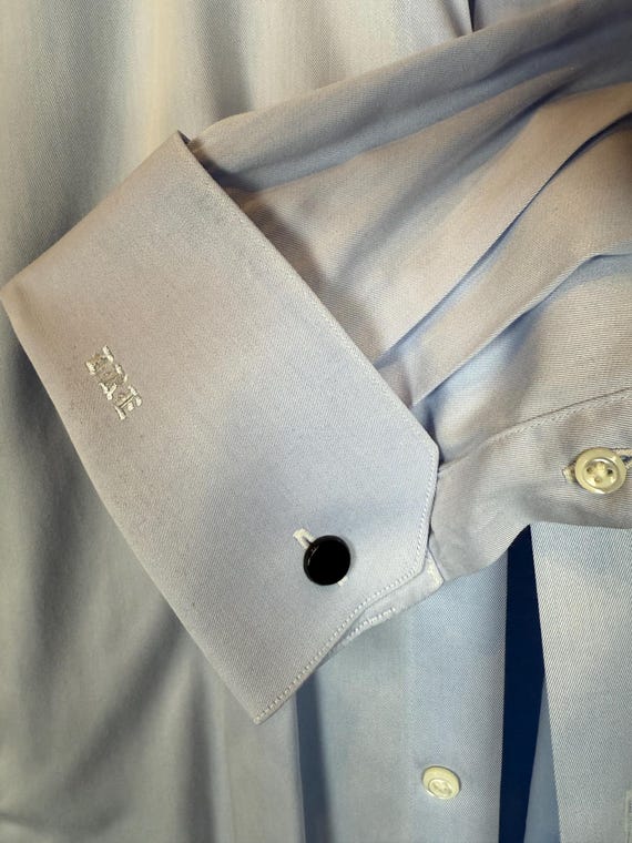 Designer Custom Made Solid Light Blue Button Down… - image 5
