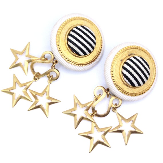 French Designer High End Fabric Star Dangles Mass… - image 1