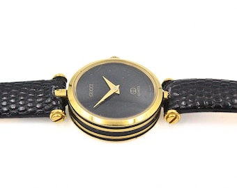 Gucci Black Embossed Leather Dial Watch with Gold-Tone Case retail $1060 Gucci G-Timeless 38mm Signature Black Leather Watch  main image 2