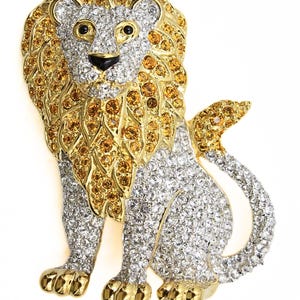 Swarovski Crystal Lion Brooch - Etsy