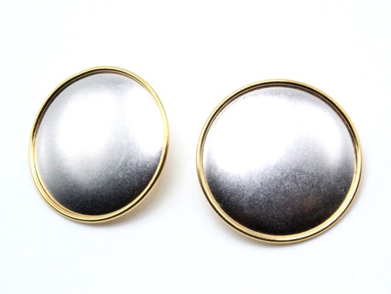 Monet Signed Designer Two Tone Silver Gold Disc L… - image 5