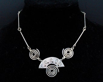 ヴィンテージ モダニストリンクチェーンネックレス シルバー925 メキシコ製 ヴィンテージ ロープデザインチェーンネックレス シルバー925 メキシコ