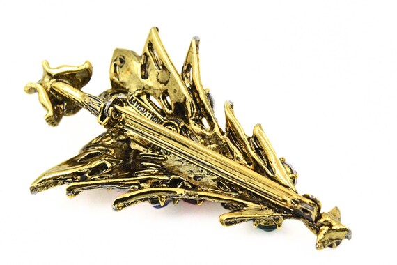 Handsome Hollycraft Signed Multicolor Foiled Glas… - image 6