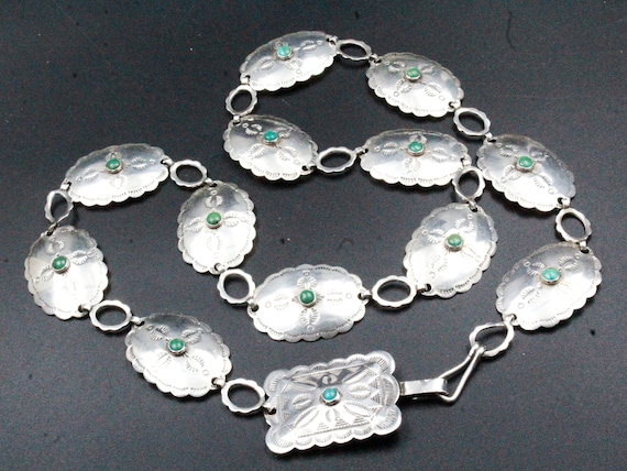 Extremely Rare Vintage Native American Navajo 10kt Gold & Sterling Silver Turquosie Concho Belt Extremely Rare Vintage Native American Navajo 10kt Gold & Sterling Silver Turquosie Concho Belt