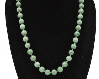 Stunning Vintage Chinese Export Sterling Silver Nephrite Jade Hand Knotted Necklace