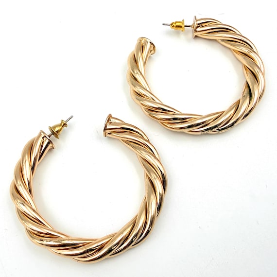 Fabulous Gold Plated Twisted Chunky Hoop Post Earrings
