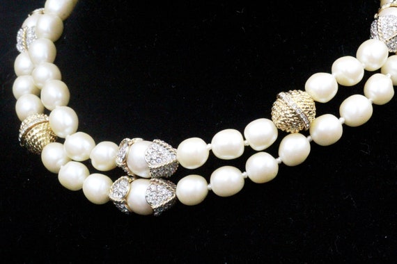 French Couture Baroque Faux Pearl Pave Rhinestone… - image 5