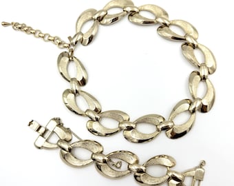 Monet Designer Signierte Strukturierte Breite Glieder Halskette Armband Set