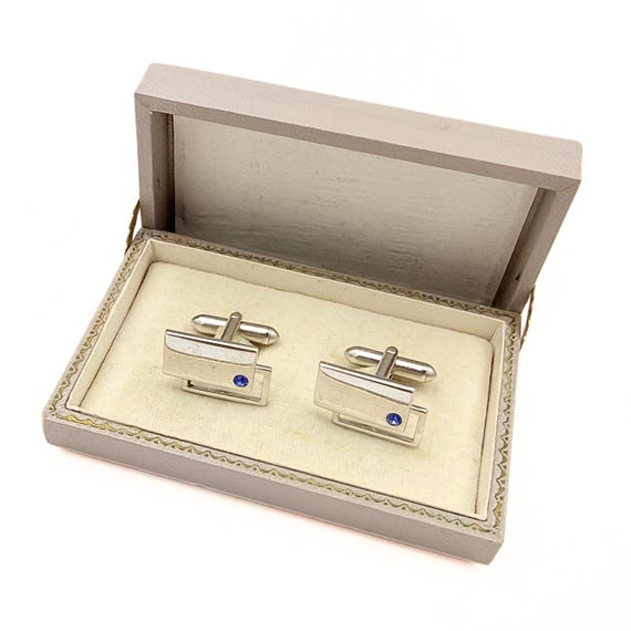 Swank Designer Signed Rectangular Silver Plate Bl… - image 3