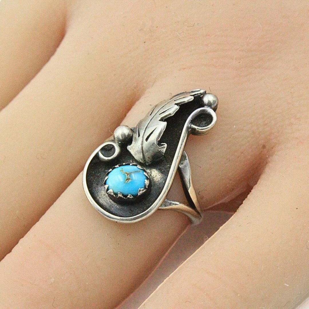 Native American Sterling Silver Traditional Turquoise Ring Sz 5.5 - Etsy