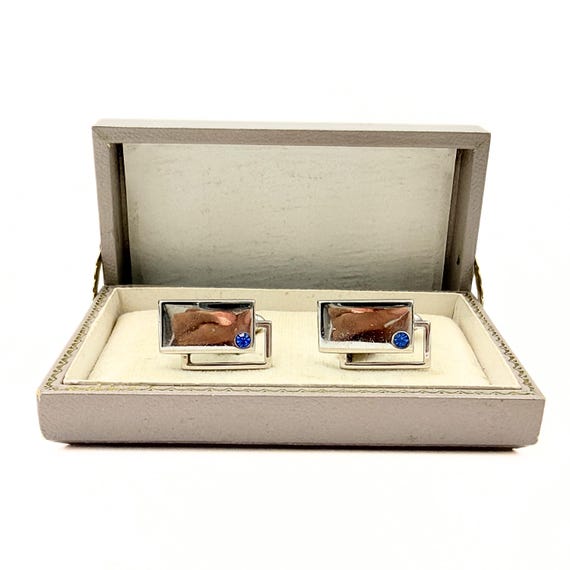 Swank Designer Signed Rectangular Silver Plate Bl… - image 4