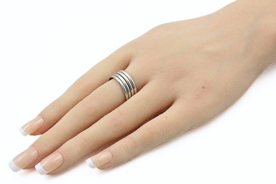 Vintage Sterling Silver Tested Stackable Four (4)… - image 6