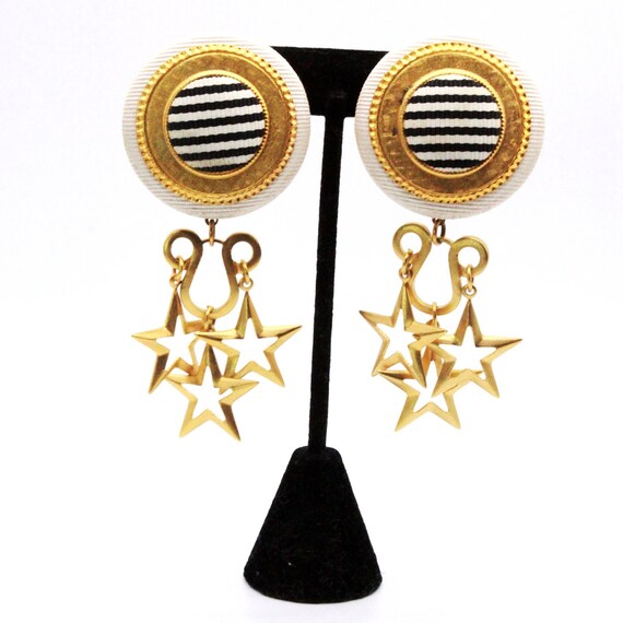 French Designer High End Fabric Star Dangles Mass… - image 3