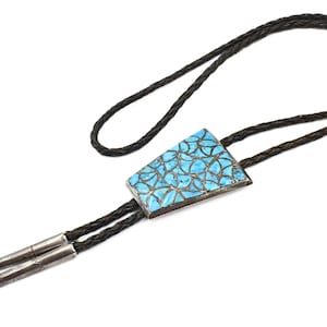 Extraordinary Dan Simplicio Sterling Silver Navajo Channel Bolo Tie Necklace