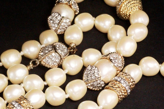 French Couture Baroque Faux Pearl Pave Rhinestone… - image 9