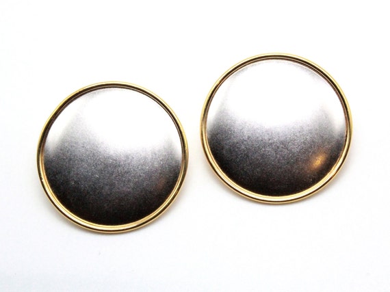 Monet Signed Designer Two Tone Silver Gold Disc L… - image 1