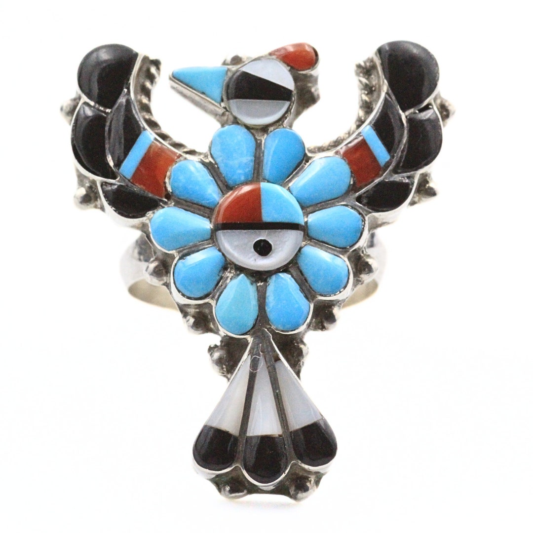 Signed Larry & Faye Lonjose Zuni Sterling Silver Thunderbird Signed Larry & Faye Lonjose Zuni Sterling Silver Thunderbird