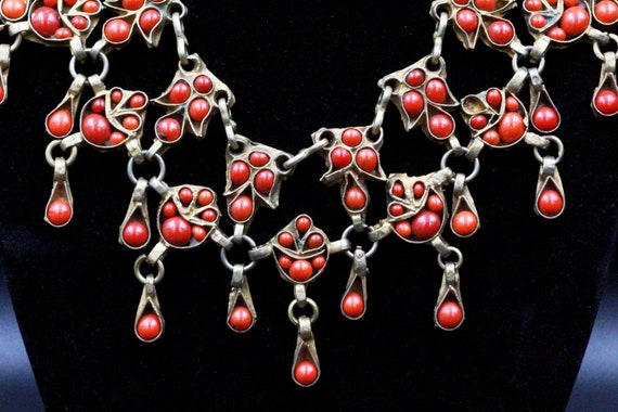 Vintage Indian Coral Brass Tone Ethnic Tribal Utt… - image 10