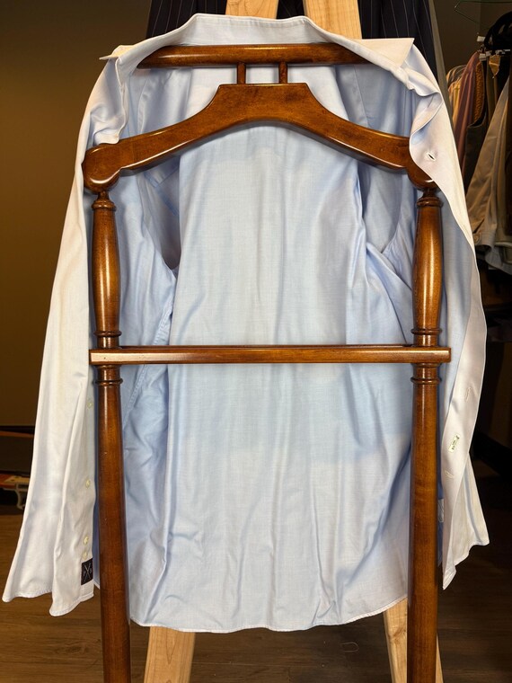 Designer Custom Made Solid Light Blue Button Down… - image 4