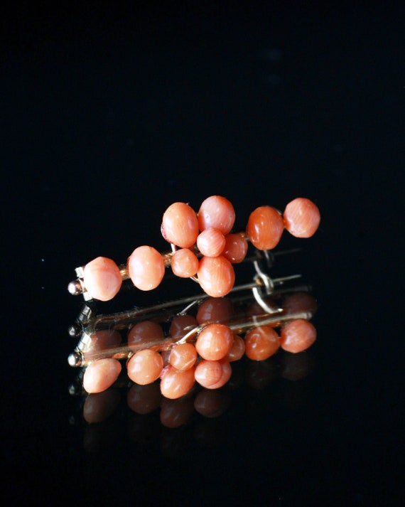 Antique Victorian 10K Gold Mediterranean Coral Pin