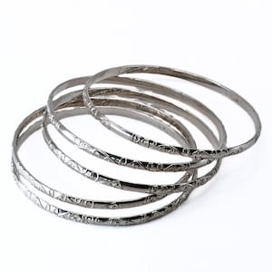 Vintage Sterling Silver Victorian Style Stackable Etched Bracelet