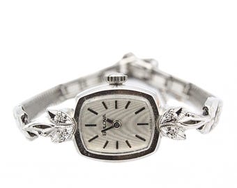 Exquisite Vintage Bulova Diamond Stainless Steel Wind-Up &#39;60s Watch