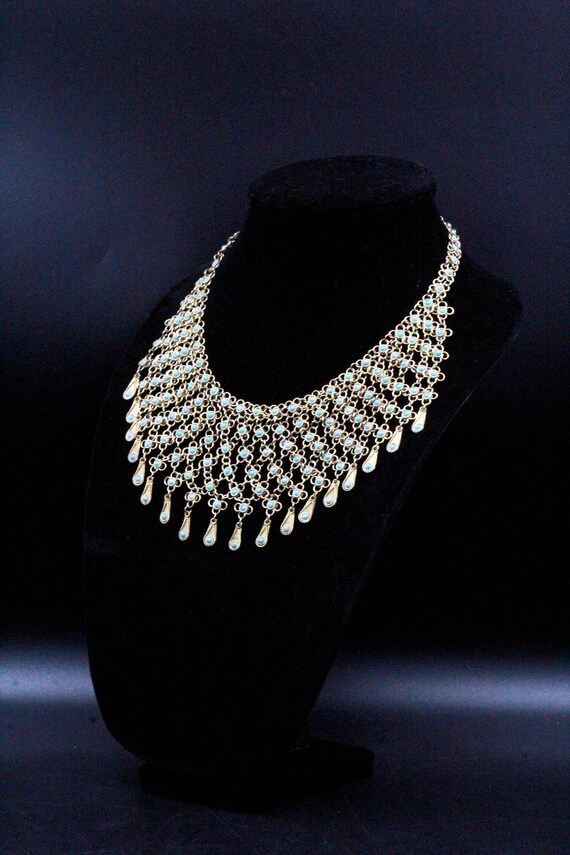 Vintage Chainmail Kuchi Turquoise Tribal Ethnic Choke… - Gem