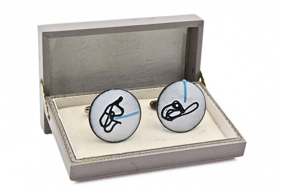 Distinguished MCM Modernist Enamel Abstract Copper Cufflinks