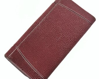 Rota Designer High End Carmine Red Stingray Leather Tri-fold