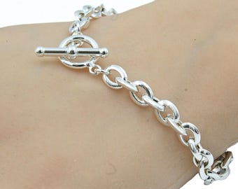 Karizia Spa Ka 1772 Signed Italy Sterling Silver Toggle Chain Link