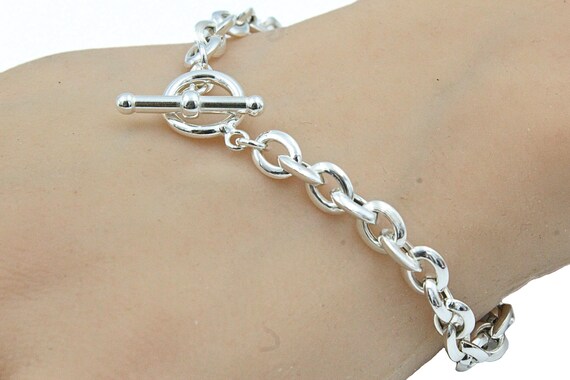 Karizia Spa Ka 1772 Signed Italy Sterling Silver Toggle Chain Link