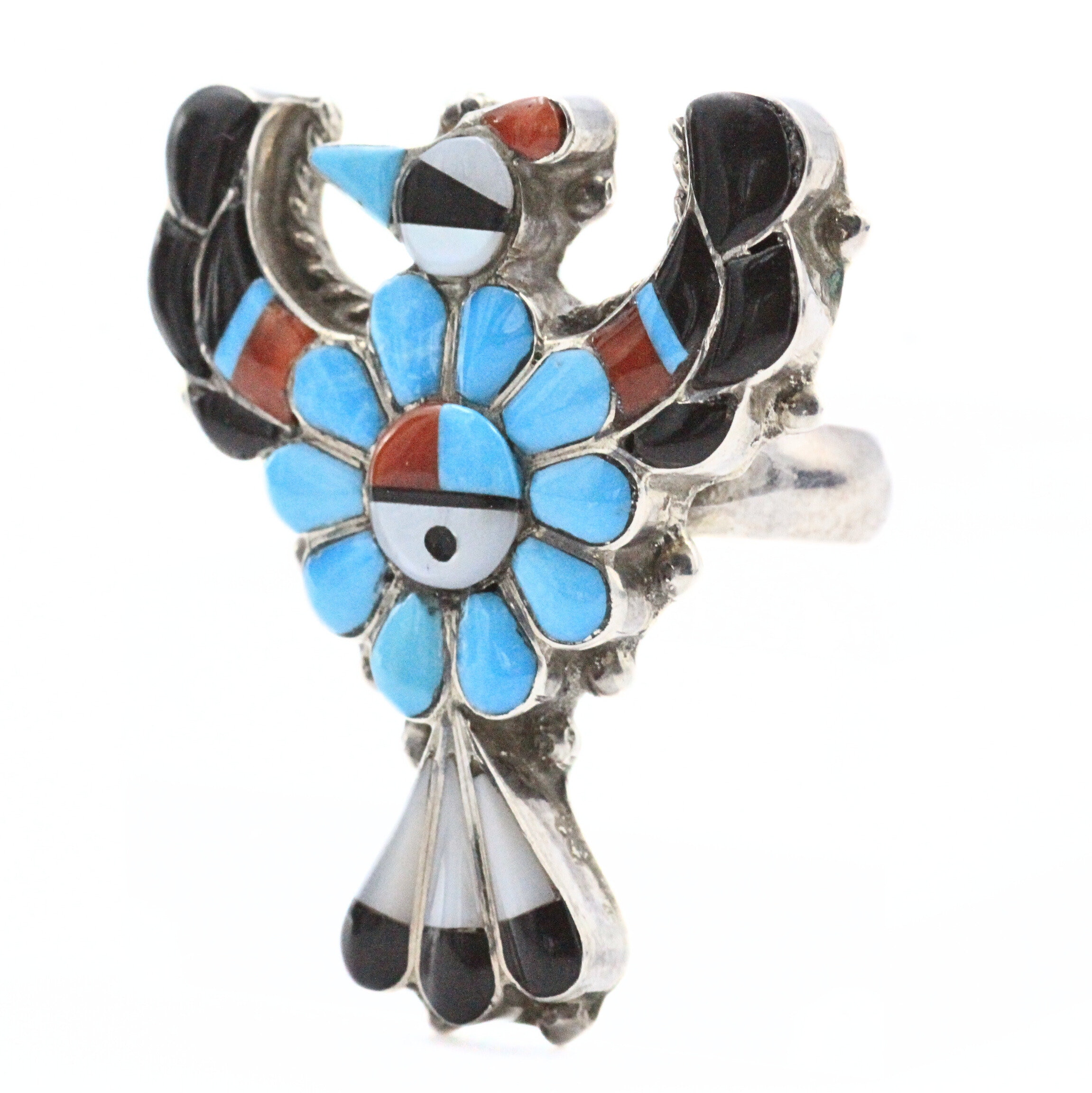 Signed Larry & Faye Lonjose Zuni Sterling Silver Thunderbird Signed Larry & Faye Lonjose Zuni Sterling Silver Thunderbird