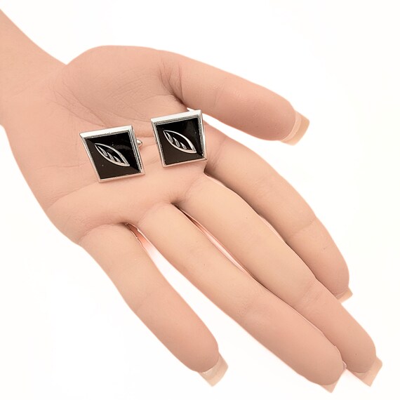 Swank Designer Signed MCM Rectangular Diagonal Ri… - image 3