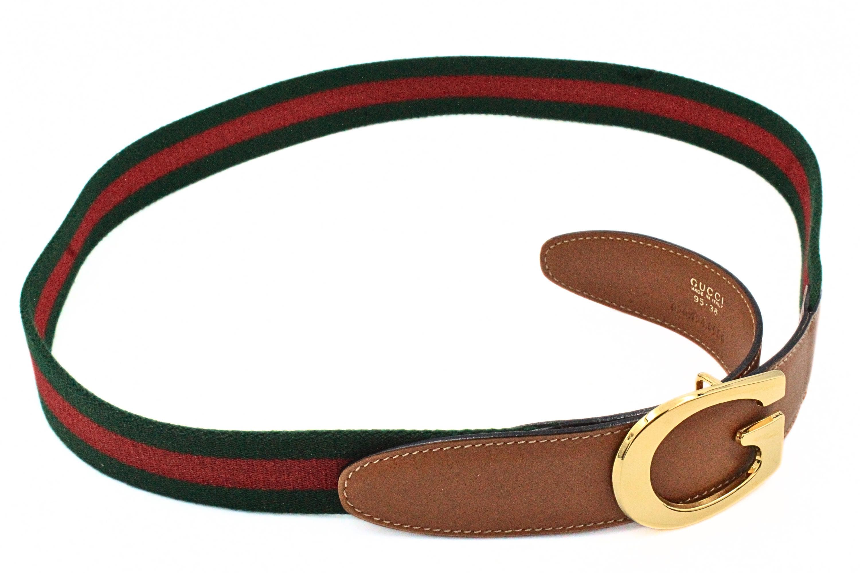 Iconic Authentic Gucci Green Red Classic Fabric Leather Vintage G