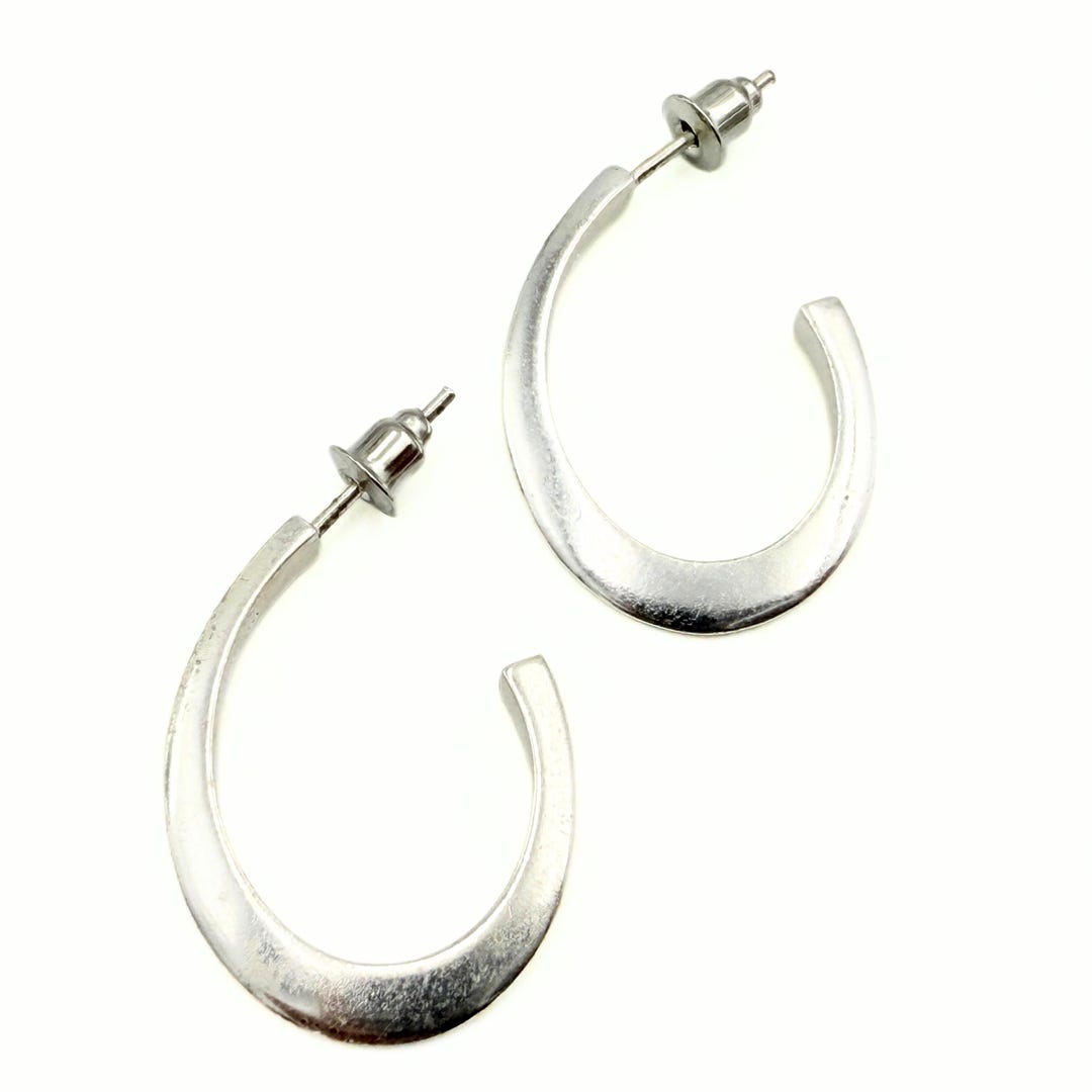Fas Silver Contemporary Marked FAS Sterling Silver Hoop Post Earrings - Etsy