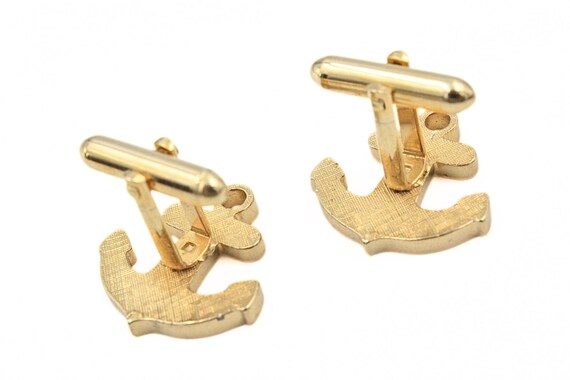 Marine Anchor Enamel Gold Tone Cufflinks - image 8