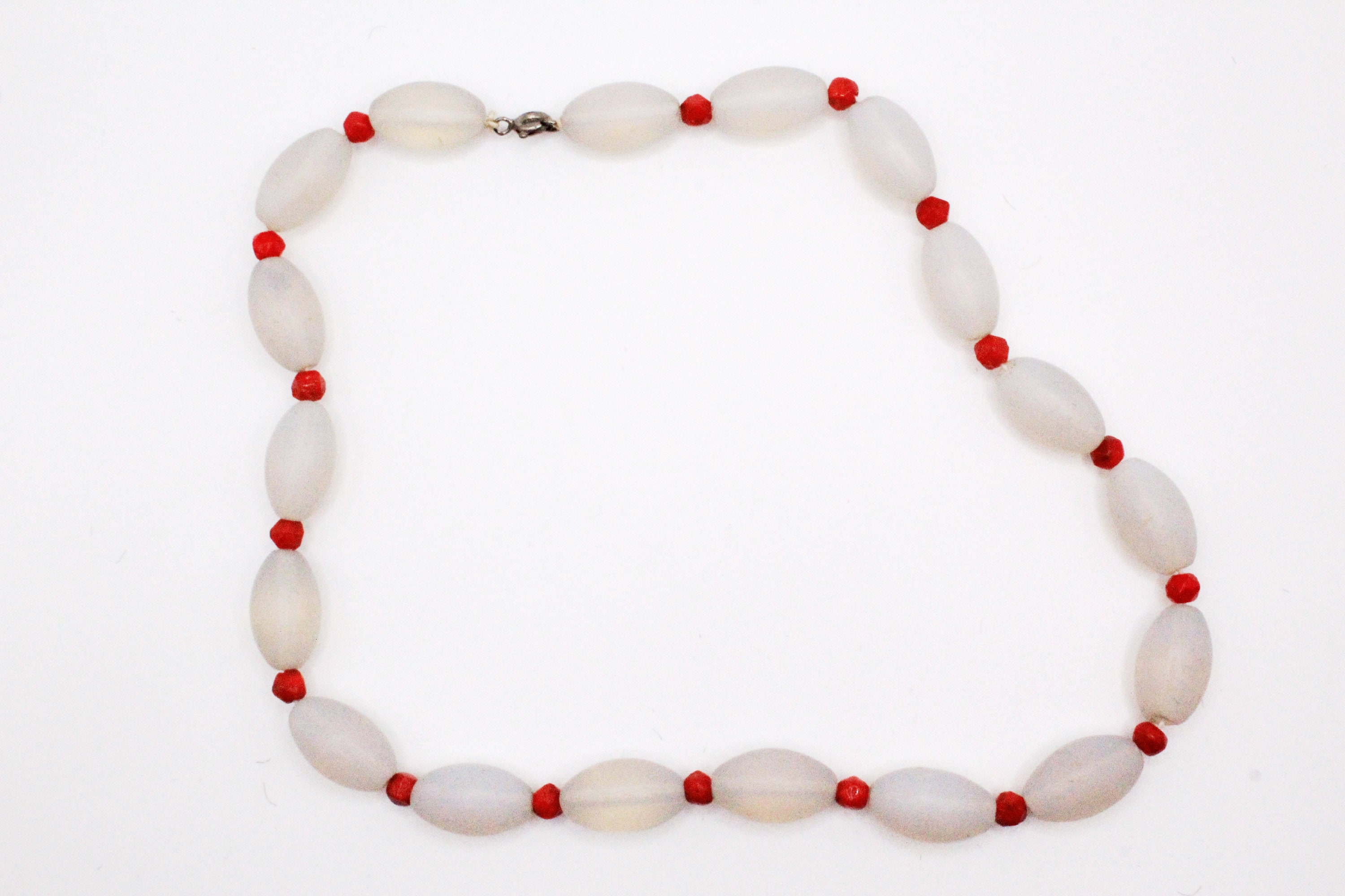 Collier Ras De Cou Vintage Années 1920 - Perles De Corail Rose Véritable - Monture Argent 925