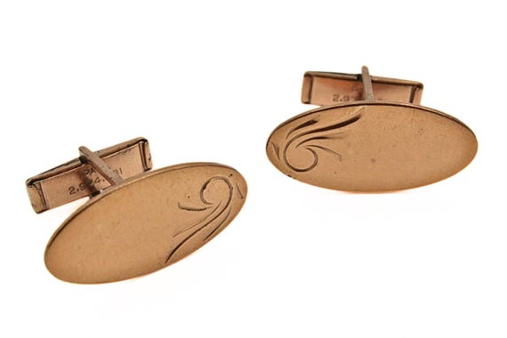 Southwest Copper Cufflinks: Pat Pend Round Concho… - image 4