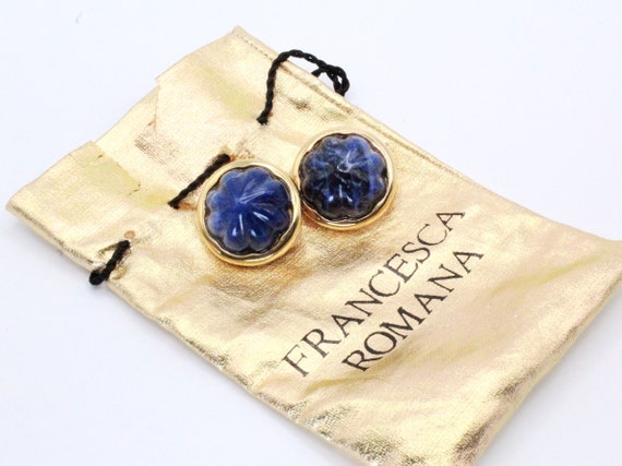 Francesca Romana Signed Designer Lapis Lazuli Cli… - image 2