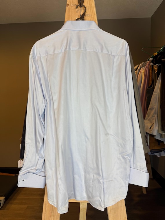 Designer Custom Made Solid Light Blue Button Down… - image 3