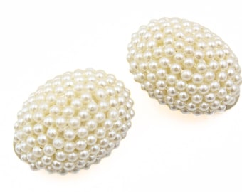 Pendientes de clip ovalados con diseño vintage, clásicos y elegantes con perlas de imitación