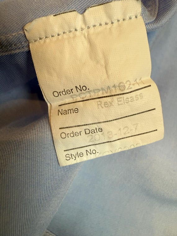 Designer Custom Made Solid Light Blue Button Down… - image 6